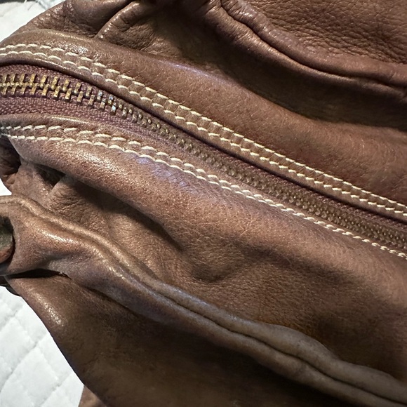 Cavakonti Brown Leather Boho Tote Bag with bronze leather accents - Picture 8 of 13